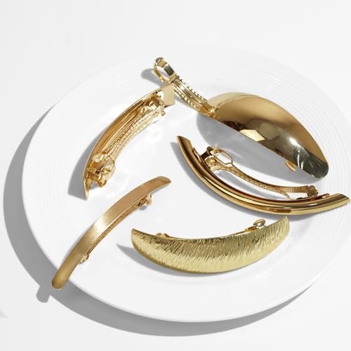 DeD Pack of 5 Gold Metal Hair Clips – Retro French Hair Barrettes for Women - görsel 7