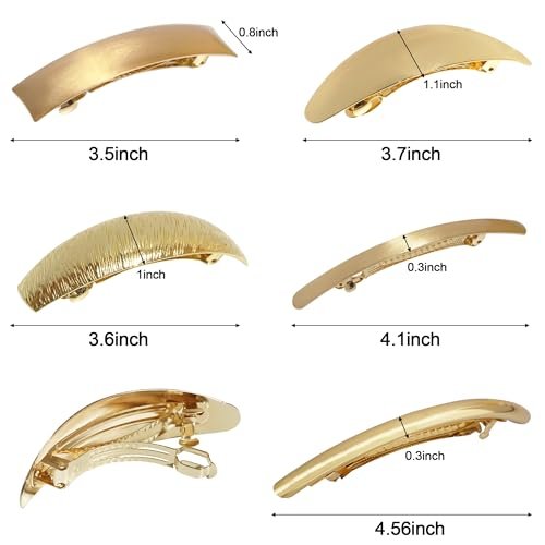 DeD Pack of 5 Gold Metal Hair Clips – Retro French Hair Barrettes for Women - görsel 4