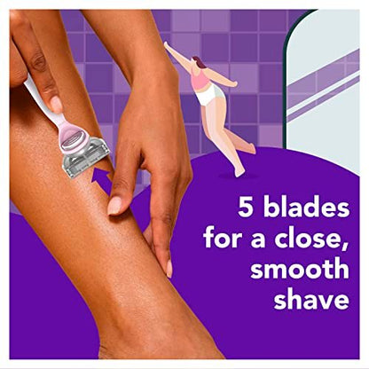 JOY 4-Blade Razor Cartridge Refill for Women – Purple, 4 Count