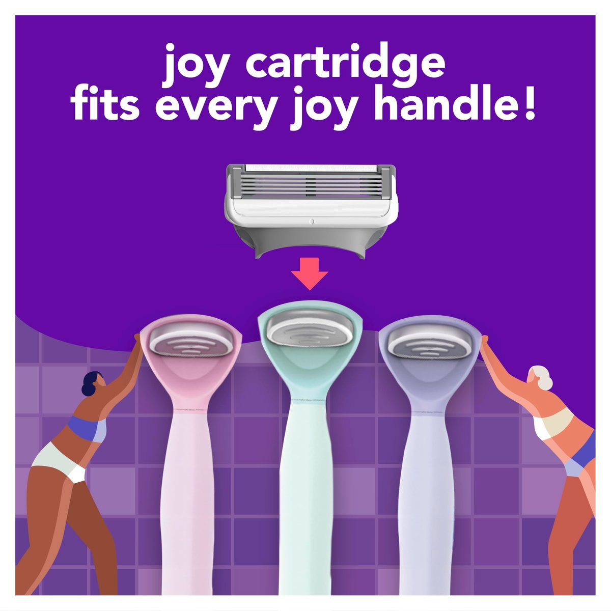 JOY 4-Blade Razor Cartridge Refill for Women – Purple, 4 Count - görsel 9