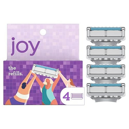 JOY 4-Blade Razor Cartridge Refill for Women – Purple, 4 Count