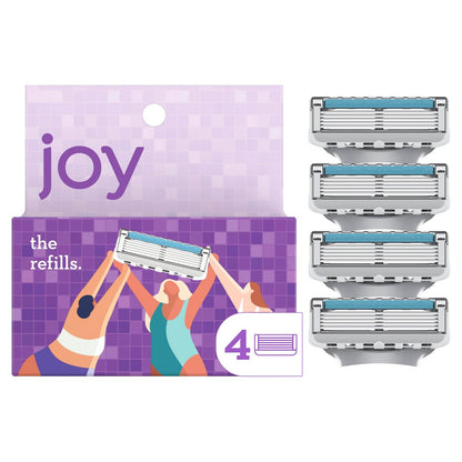 JOY 4-Blade Razor Cartridge Refill for Women – Purple, 4 Count
