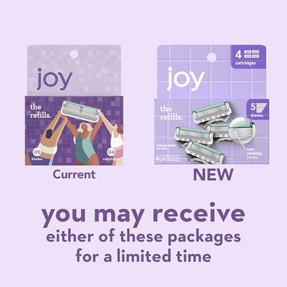 JOY 4-Blade Razor Cartridge Refill for Women – Purple, 4 Count