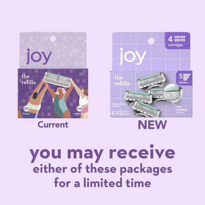 JOY 4-Blade Razor Cartridge Refill for Women – Purple, 4 Count