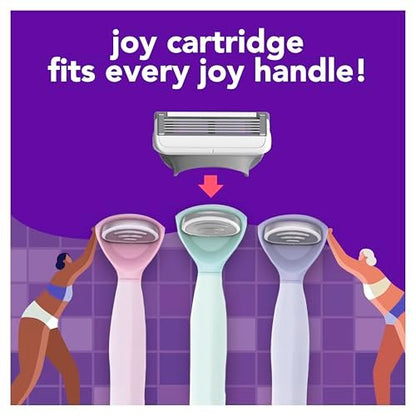 JOY 4-Blade Razor Cartridge Refill for Women – Purple, 4 Count
