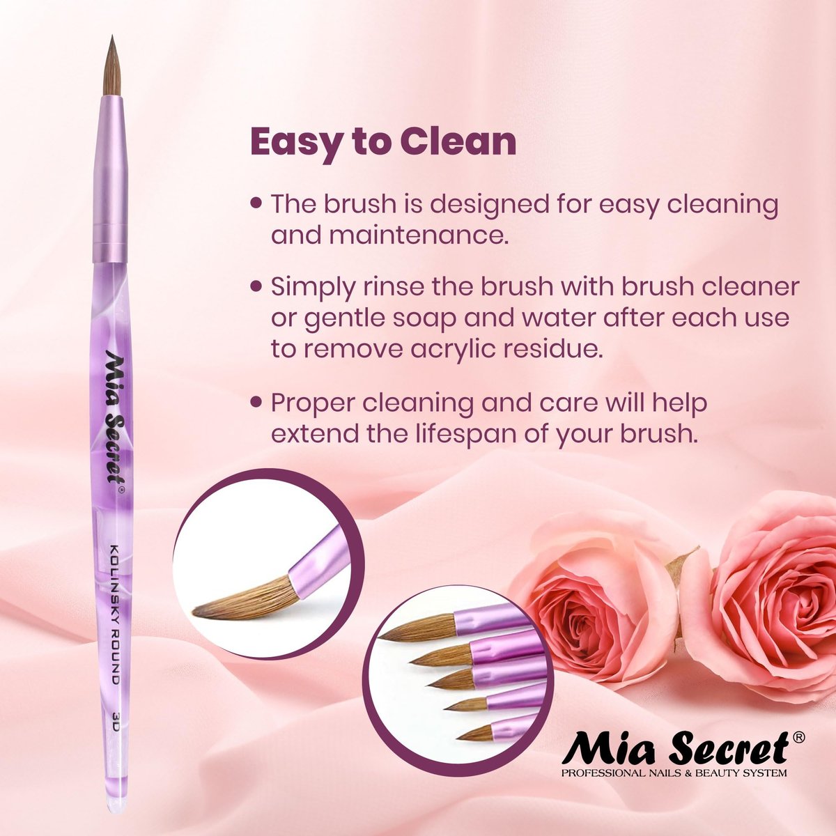 Mia Secret Kolinsky Round Nail Art Brush – 3D Art (Purple) Avelisse