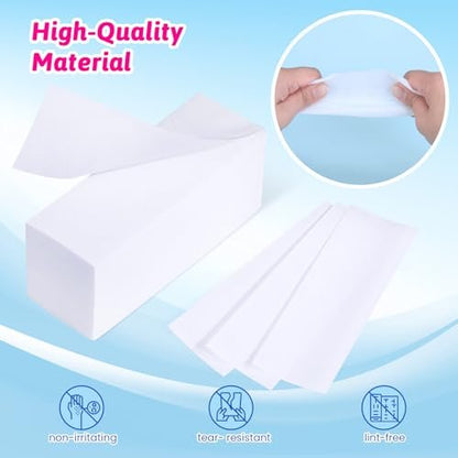 Mirucoo 200 Pieces Large Non-Woven Wax Strips for Body and Facial Hair Removal, Salon Quality Epilating Strips