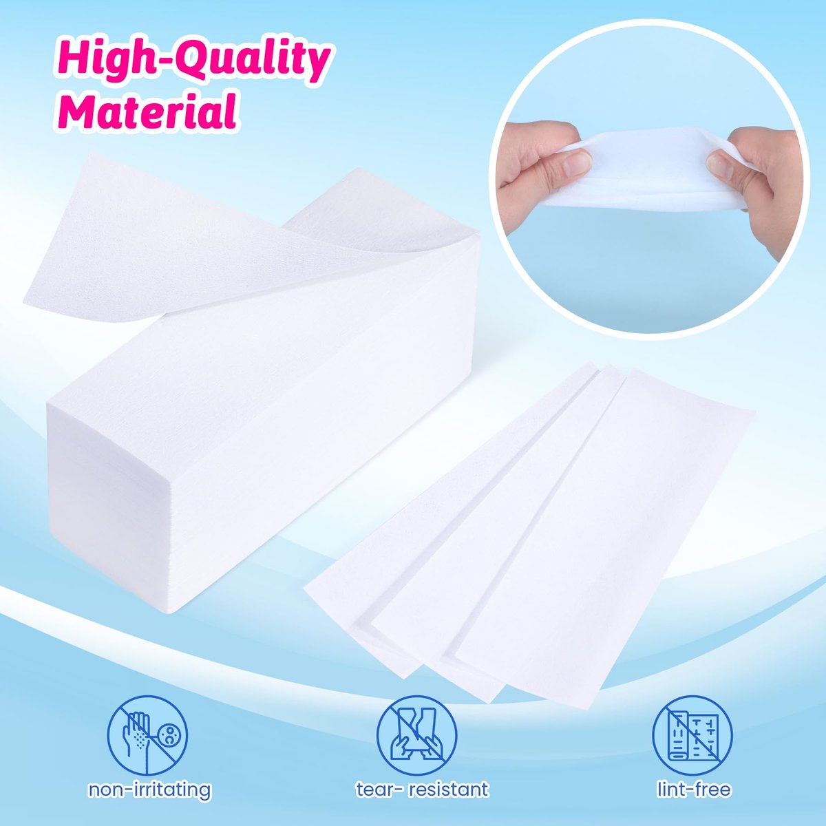 Mirucoo 200 Pieces Large Non-Woven Wax Strips for Body and Facial Hair Removal, Salon Quality Epilating Strips - görsel 3