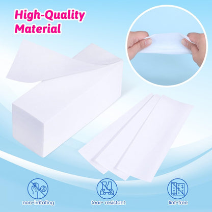 Mirucoo 200 Pieces Large Non-Woven Wax Strips for Body and Facial Hair Removal, Salon Quality Epilating Strips