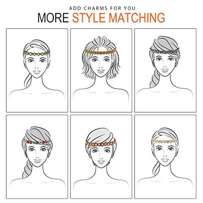 Teenitor 6-Pack Elastic Beaded Headbands for Women - Faux Leather Rhinestone Hair Bands, Multi-Color Set (20-26.8 Inches) Avelisse