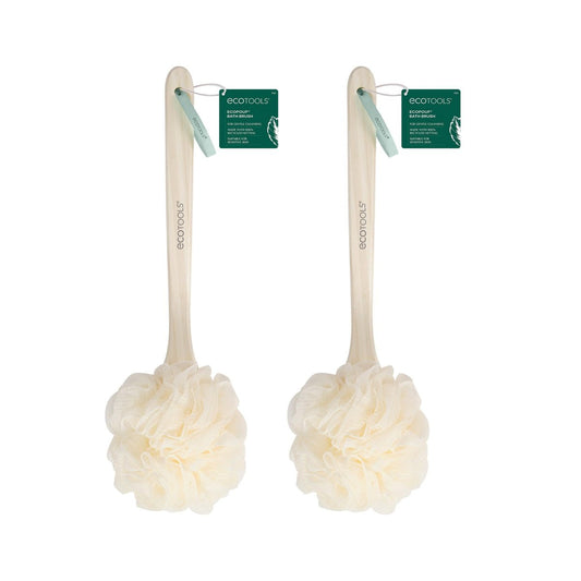 EcoTools EcoPouf Bath Brush - 2-Pack of Recycled Netting Exfoliating Bath Sponges (Cream) Avelisse