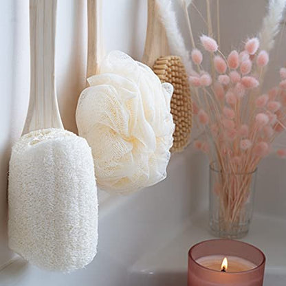 EcoTools EcoPouf Bath Brush - 2-Pack of Recycled Netting Exfoliating Bath Sponges (Cream) Avelisse