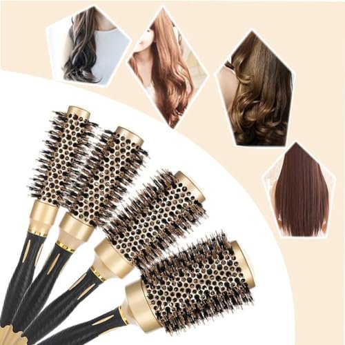 Aozzy Round Hair Brush Set for Blow Drying – Professional Boar Bristle Styling Brush with Nanothermic-Ion Technology, Vented Ceramic Barrel, 4 Size Options, Golden - görsel 10