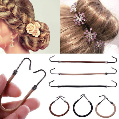 YBB 36 Pcs Ponytail Hooks Hair Clips, Elastic Hair Ties Ponytail Holders for Women Hair Styling (Black, Brown and Gold)