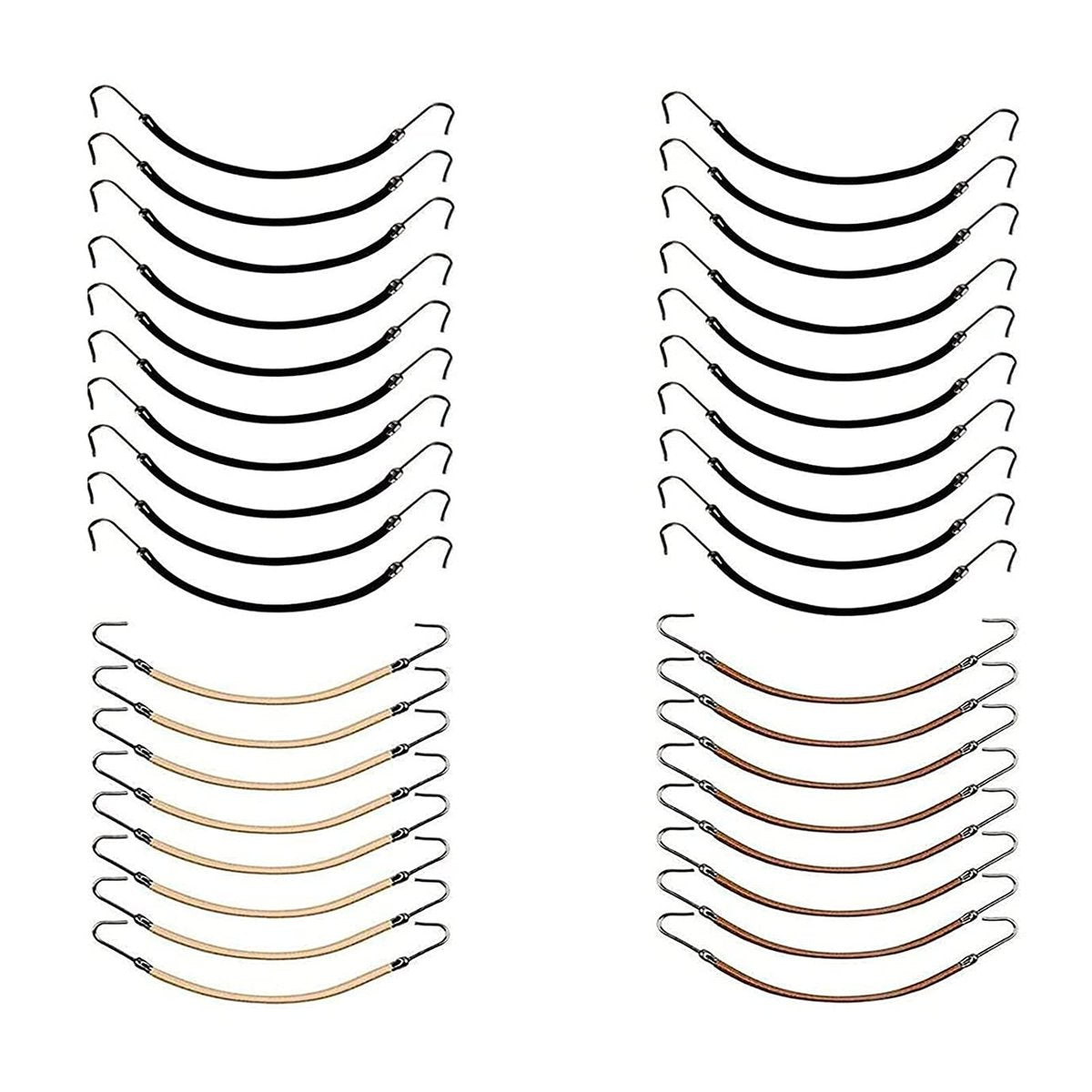 YBB 36 Pcs Ponytail Hooks Hair Clips, Elastic Hair Ties Ponytail Holders for Women Hair Styling (Black, Brown and Gold) - görsel 1