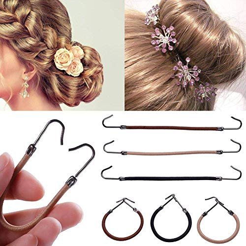 YBB 36 Pcs Ponytail Hooks Hair Clips, Elastic Hair Ties Ponytail Holders for Women Hair Styling (Black, Brown and Gold) - görsel 8
