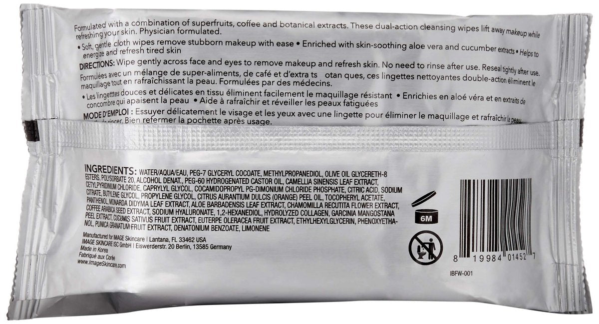 IMAGE Skincare I BEAUTY Refreshing Facial Cleansing Wipes - Cucumber & Aloe Vera, 30 Count Avelisse
