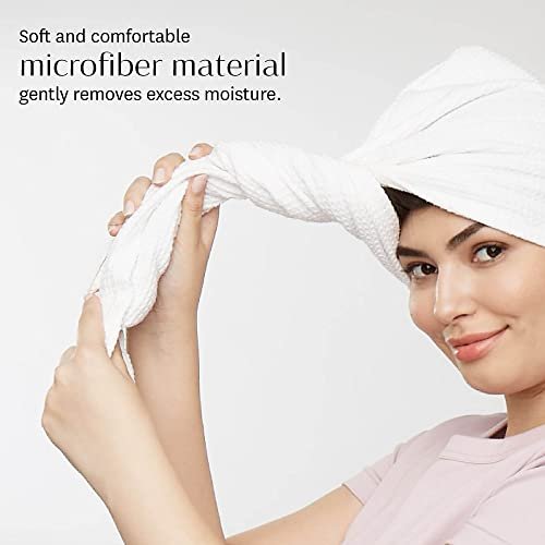 T3 Luxe Turban Towel – Soft Microfiber Hair Drying Towel with Waffle Texture, Tapered Design, Comfortable Fit for Most Hair Lengths - görsel 3