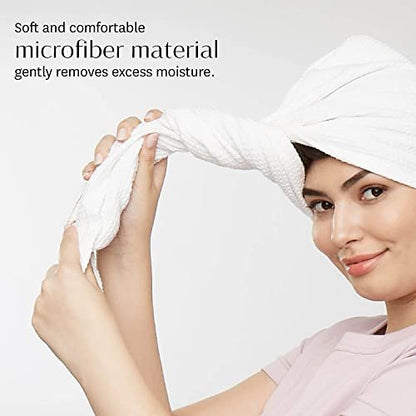 T3 Luxe Turban Towel – Soft Microfiber Hair Drying Towel with Waffle Texture, Tapered Design, Comfortable Fit for Most Hair Lengths