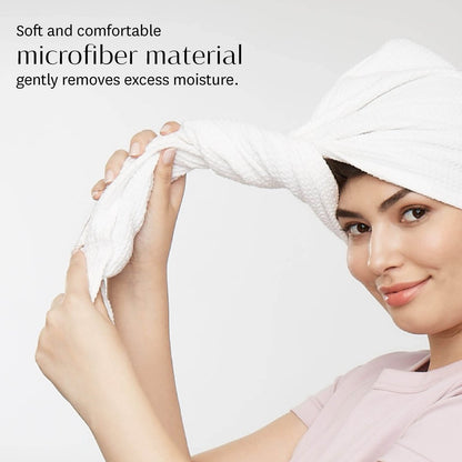 T3 Luxe Turban Towel – Soft Microfiber Hair Drying Towel with Waffle Texture, Tapered Design, Comfortable Fit for Most Hair Lengths