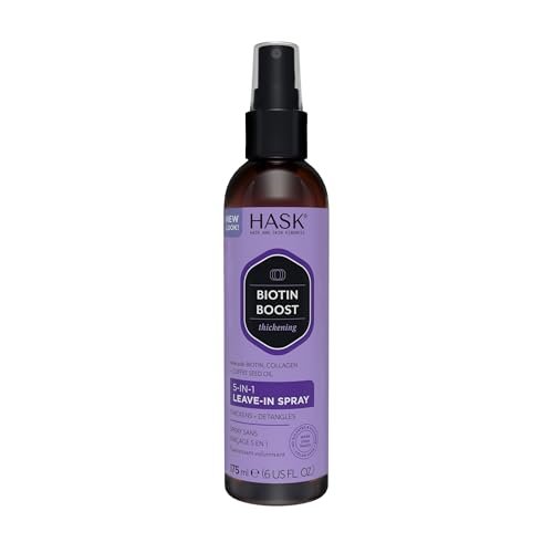 HASK Thickening Biotin 5-in-1 Leave In Conditioner Spray – 6 Fl Oz, Color Safe, Gluten Free, Sulfate Free, Paraben Free - görsel 1