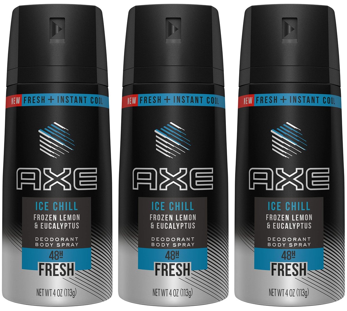 Axe Ice Chill Deodorant Body Spray – Frozen Lemon & Eucalyptus – 4 oz (Pack of 3) Avelisse