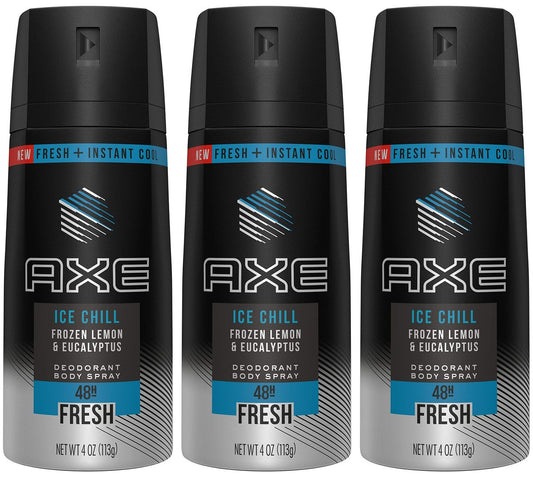 Axe Ice Chill Deodorant Body Spray – Frozen Lemon & Eucalyptus – 4 oz (Pack of 3) Avelisse