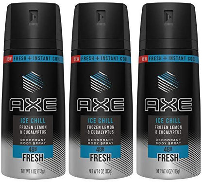 Axe Ice Chill Deodorant Body Spray – Frozen Lemon & Eucalyptus – 4 oz (Pack of 3) Avelisse