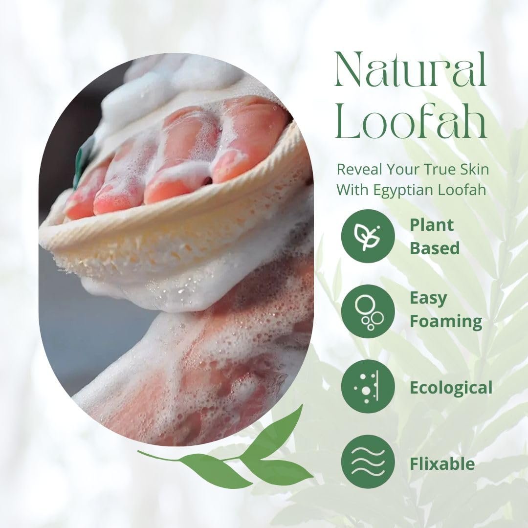 NileCart 22 Inch Egyptian Loofah Natural Luffa Sponges for Shower - Exfoliating Body Scrubber for Men & Women Avelisse