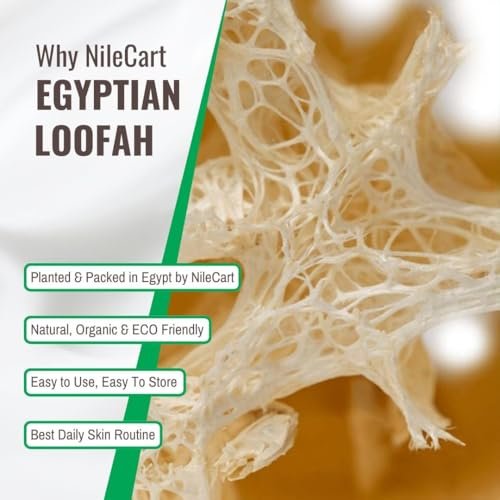 NileCart 22 Inch Egyptian Loofah Natural Luffa Sponges for Shower - Exfoliating Body Scrubber for Men & Women Avelisse