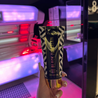 Onyx Black Porcelain White Bronzer Lotion for Tanning Beds - Indoor Bronzing Accelerator with DHA and Erythrulose | No Stain No Streak Formula for Darker Looking Color | 6.76 fl oz