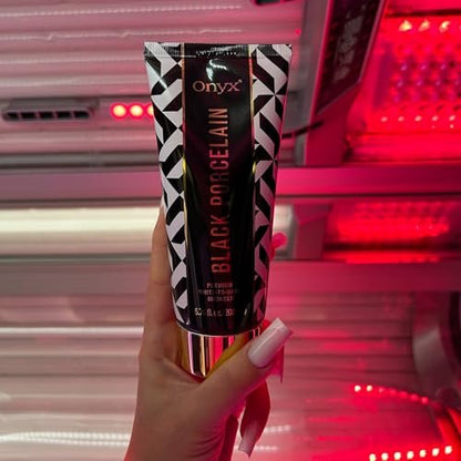 Onyx Black Porcelain White Bronzer Lotion for Tanning Beds - Indoor Bronzing Accelerator with DHA and Erythrulose | No Stain No Streak Formula for Darker Looking Color | 6.76 fl oz