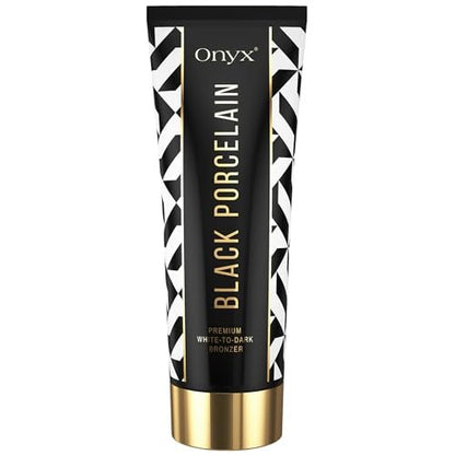 Onyx Black Porcelain White Bronzer Lotion for Tanning Beds - Indoor Bronzing Accelerator with DHA and Erythrulose | No Stain No Streak Formula for Darker Looking Color | 6.76 fl oz