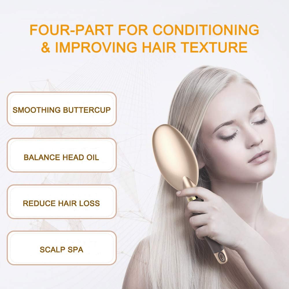 LYLFL Heetly Hair Brush - Nylon & Boar Bristle Brush for Thick, Thin, Curly, Straight, Wet & Dry Hair - Travel Hairbrush for Women, Men & Kids (Gold) - görsel 5