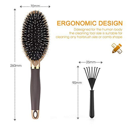 LYLFL Heetly Hair Brush - Nylon & Boar Bristle Brush for Thick, Thin, Curly, Straight, Wet & Dry Hair - Travel Hairbrush for Women, Men & Kids (Gold)