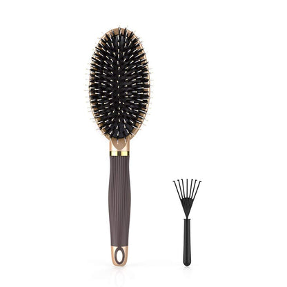 LYLFL Heetly Hair Brush - Nylon & Boar Bristle Brush for Thick, Thin, Curly, Straight, Wet & Dry Hair - Travel Hairbrush for Women, Men & Kids (Gold)