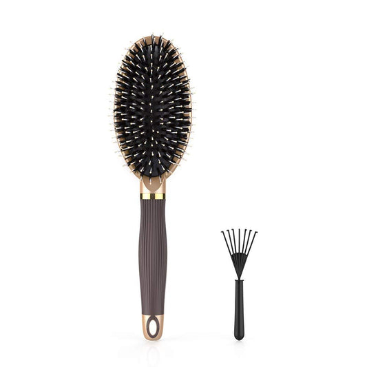 LYLFL Heetly Hair Brush - Nylon & Boar Bristle Brush for Thick, Thin, Curly, Straight, Wet & Dry Hair - Travel Hairbrush for Women, Men & Kids (Gold)