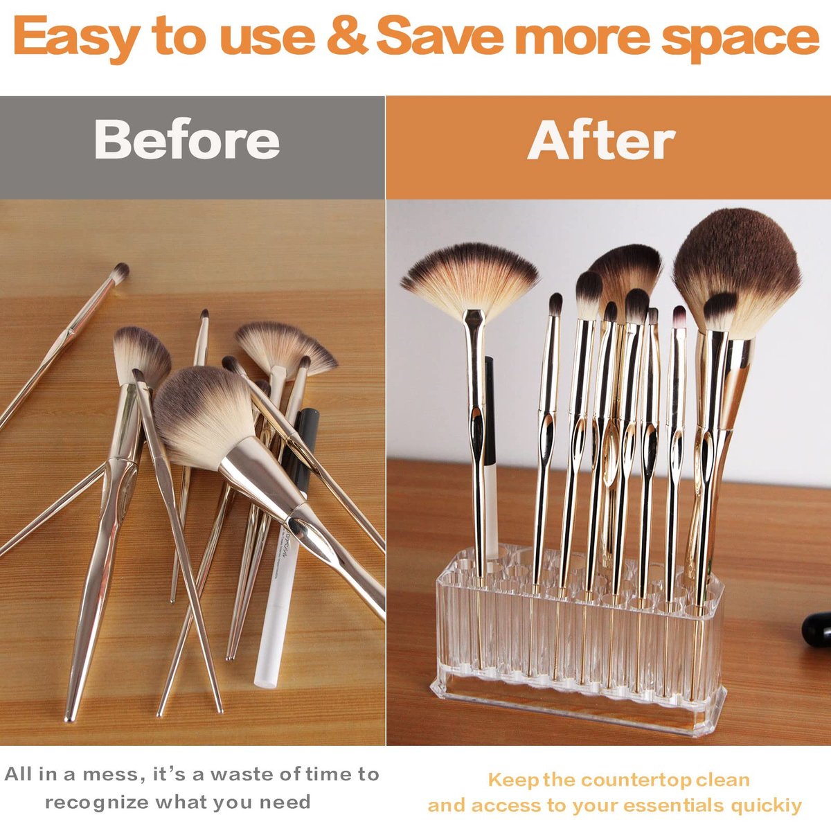 Clear Acrylic Makeup Eyeliner Lip Liner Holder Organizer – 26 Spaces by Miaowater - görsel 9