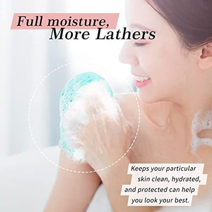 KECUCO 3-Pack Large Bath Sponges - Body Wash Loofah for Women, Men & Teens - Exfoliating Shower Poufs with 3 Colors