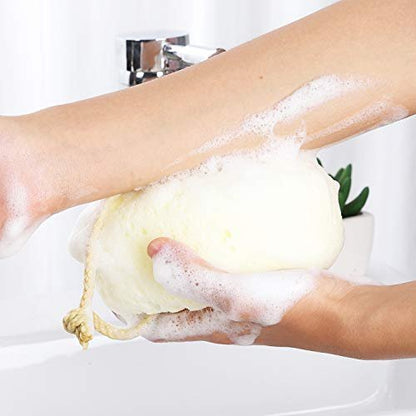 KECUCO 3-Pack Large Bath Sponges - Body Wash Loofah for Women, Men & Teens - Exfoliating Shower Poufs with 3 Colors