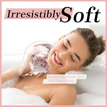 KECUCO 3-Pack Large Bath Sponges - Body Wash Loofah for Women, Men & Teens - Exfoliating Shower Poufs with 3 Colors