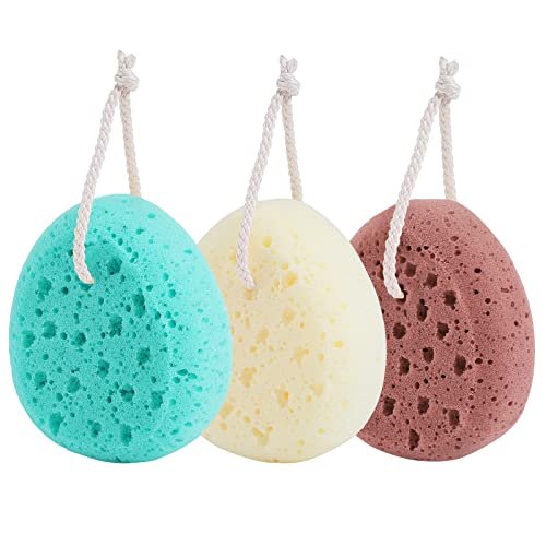 KECUCO 3-Pack Large Bath Sponges - Body Wash Loofah for Women, Men & Teens - Exfoliating Shower Poufs with 3 Colors - görsel 2