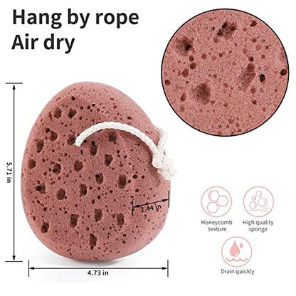 KECUCO 3-Pack Large Bath Sponges - Body Wash Loofah for Women, Men & Teens - Exfoliating Shower Poufs with 3 Colors