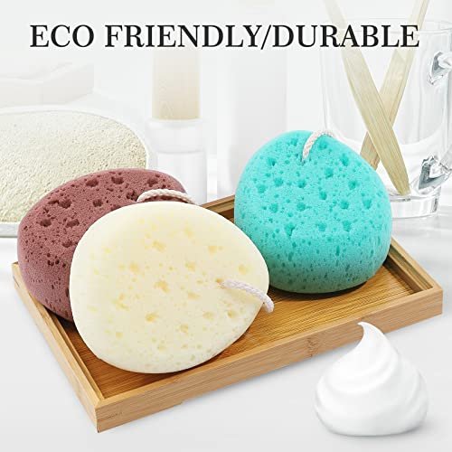 KECUCO 3-Pack Large Bath Sponges - Body Wash Loofah for Women, Men & Teens - Exfoliating Shower Poufs with 3 Colors - görsel 4