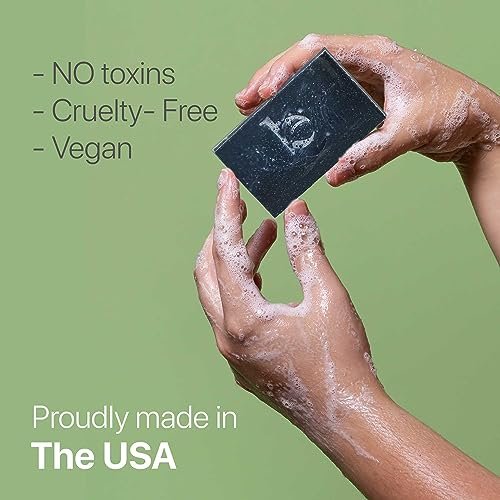 Beauty by Earth Peppermint Tea Tree Charcoal Facial Bar Soap - Natural & Organic Face Wash for Acne, Eczema, Psoriasis - Detoxifying Black Soap for Oily & Sensitive Skin (4 oz) Avelisse