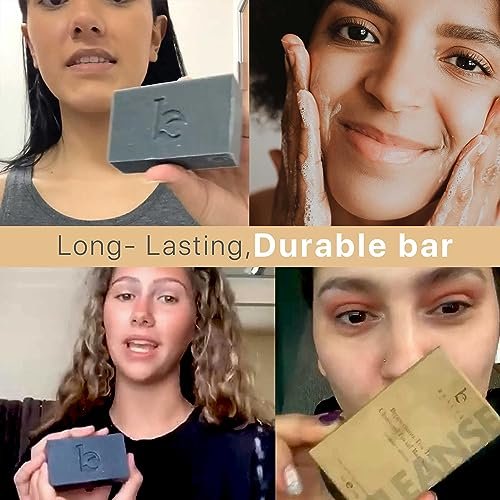 Beauty by Earth Peppermint Tea Tree Charcoal Facial Bar Soap - Natural & Organic Face Wash for Acne, Eczema, Psoriasis - Detoxifying Black Soap for Oily & Sensitive Skin (4 oz) Avelisse