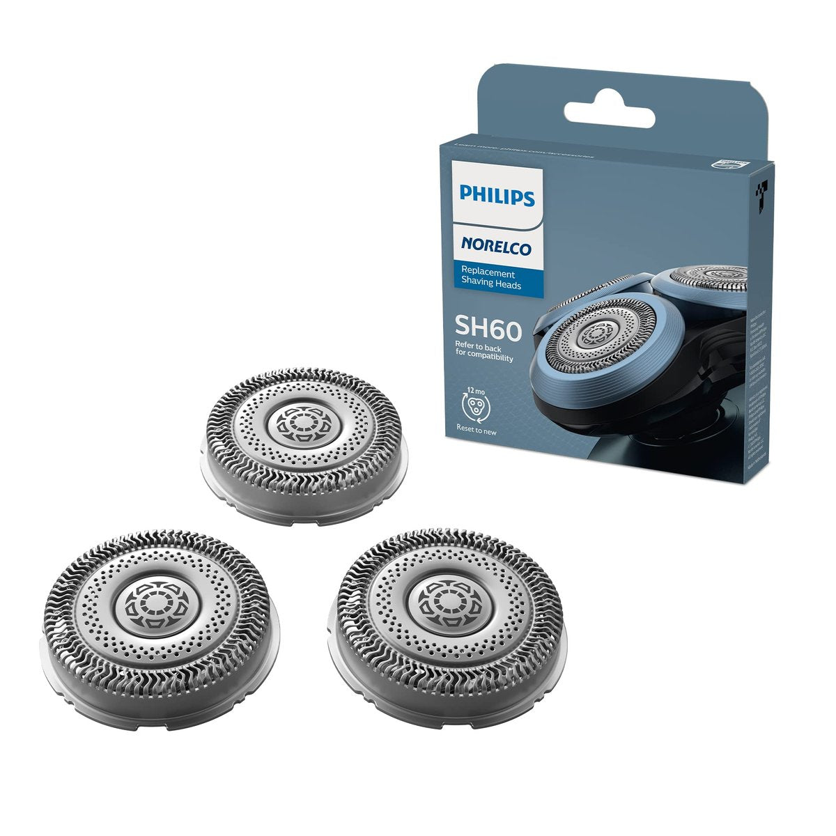 Philips Norelco Genuine SH60/72 Shaving Heads Replacement for Series 6000 - Silver Avelisse