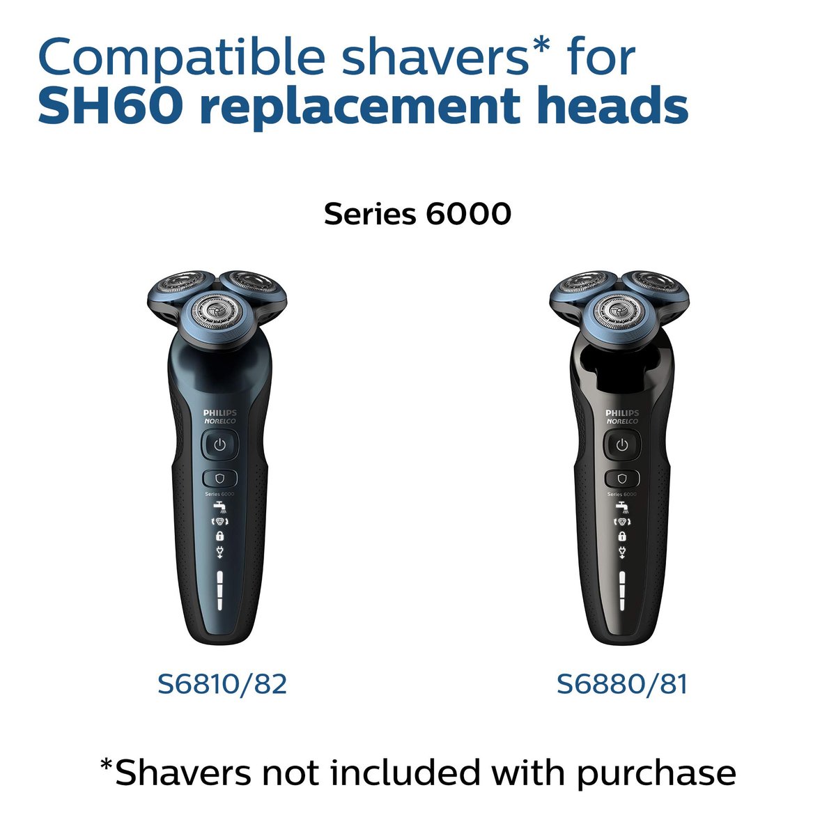 Philips Norelco Genuine SH60/72 Shaving Heads Replacement for Series 6000 - Silver Avelisse