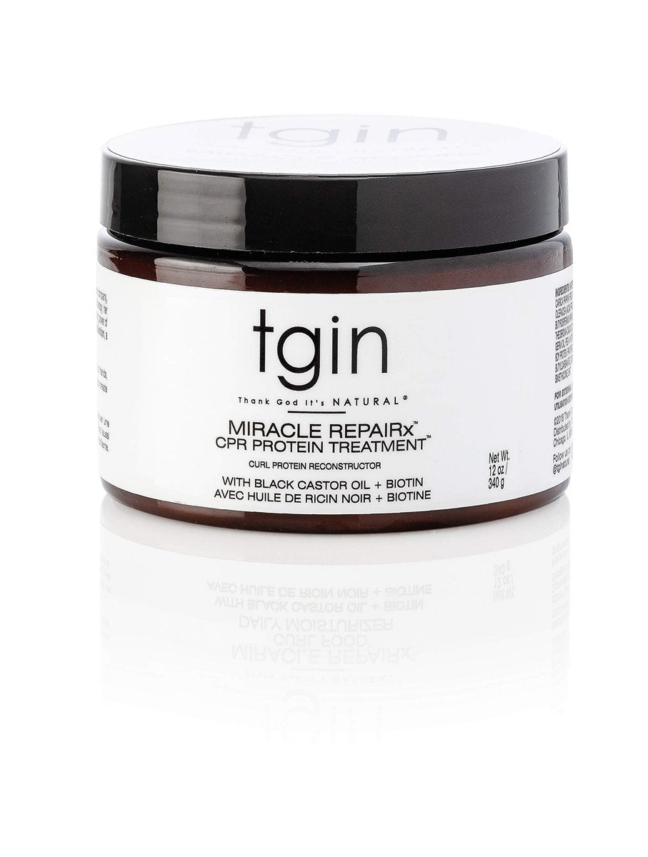 tgin Miracle RepaiRx Curl Protein Reconstructor - Biotin & Black Castor Oil for Damaged, Color-Treated Curly, Coily, Wavy Hair - 12 oz Avelisse