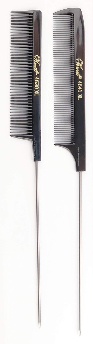 Krest Pintail Combs – Weaving Foiling Fine Tooth Rattail Hair Comb, XL, 2 Pack - görsel 1